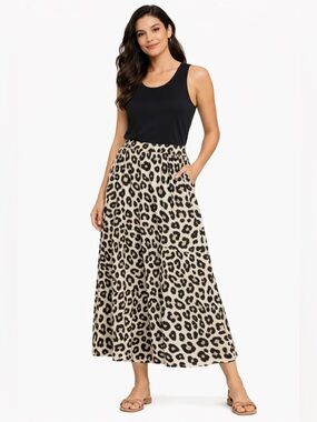 Banana Republic Leopard Print Maxi Skirt - Black & Cream